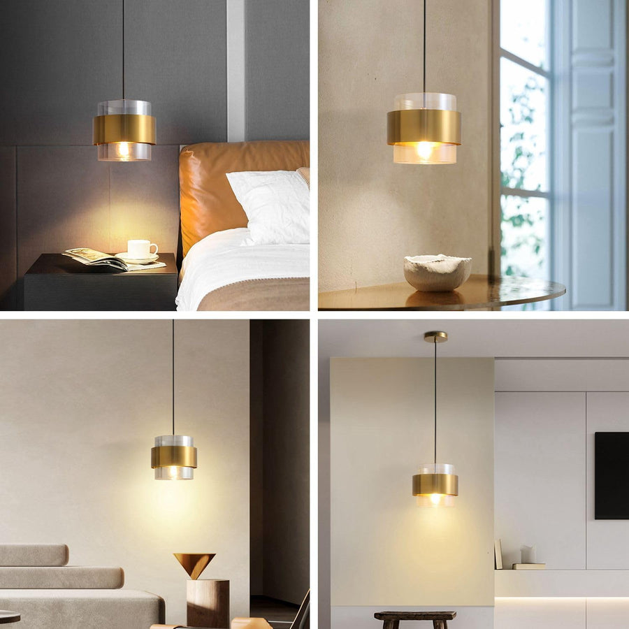 Modern Glass Pendant Light Fixtures Brass Ceiling Hanging Light