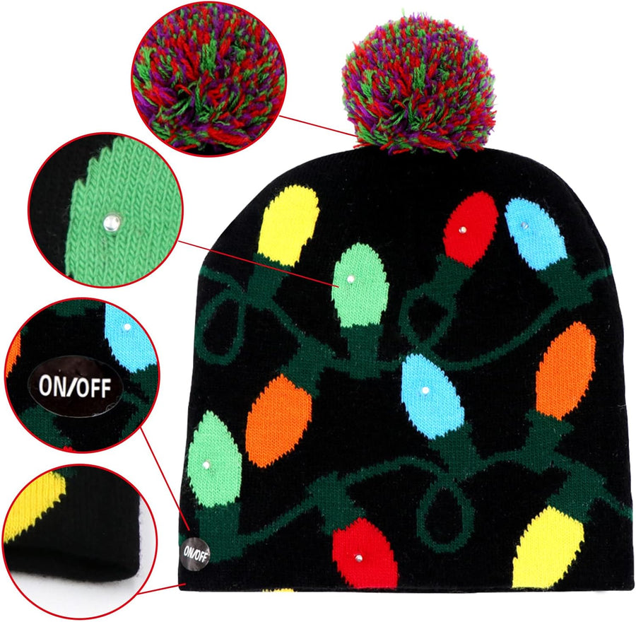 Christmas Style LED Winter Cap - Black