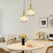 Amber Glass Pendant Light Antique Brass