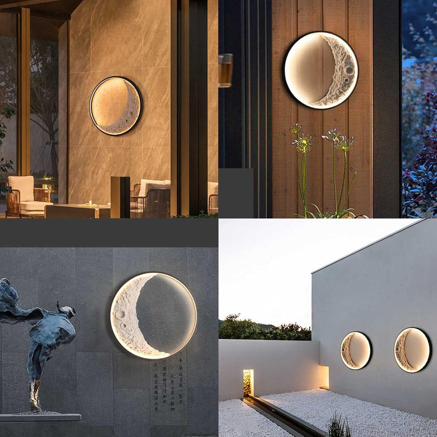 Mood Light Metal Ring Wall lamp with Resin Moon Decorative Accessories
