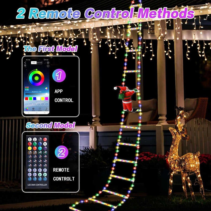 Santa Climbing LED Ladder Light – Festive Outdoor Christmas Decoration