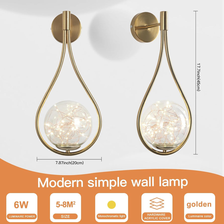 Retro fairy light Wall light with glass