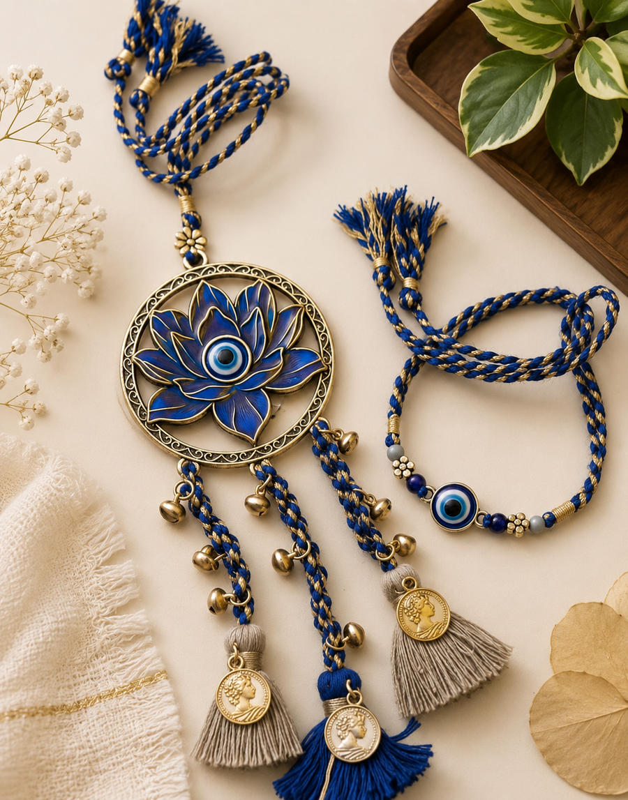 Premium Evil Eye Bhaiya Bhabhi Rakhi Set