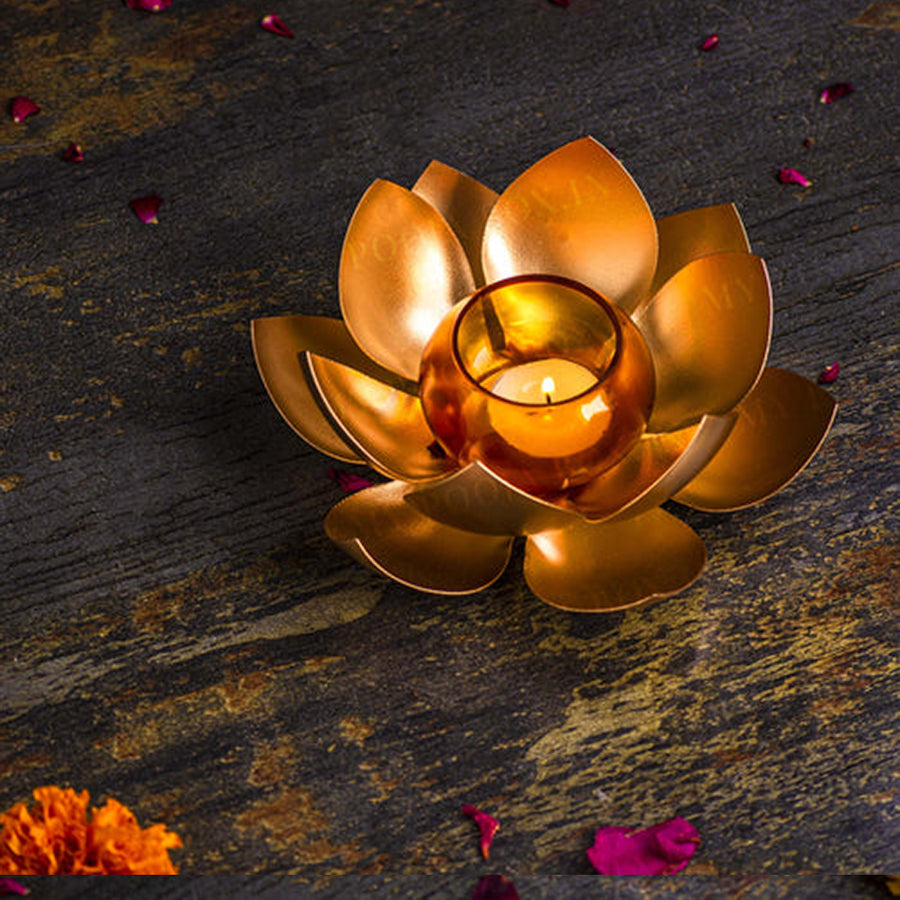 Tealight Golden Lotus Jar