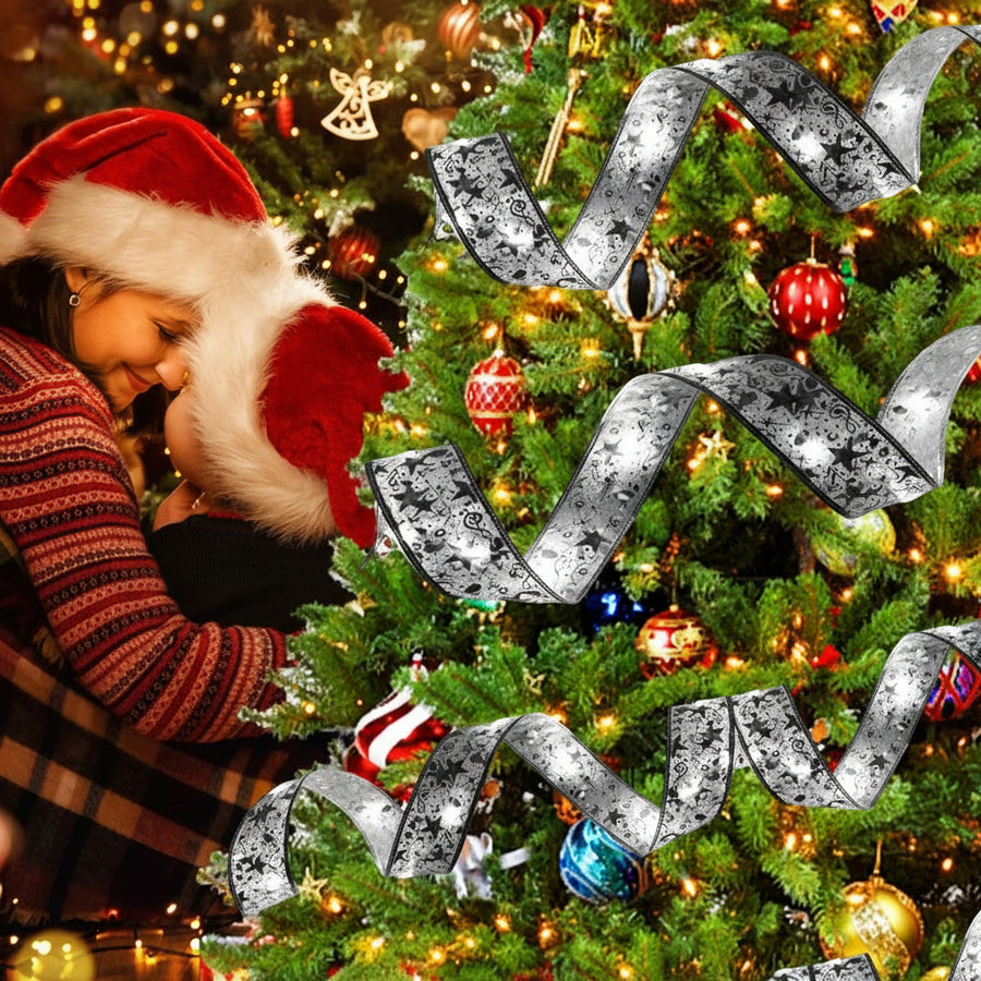 Christmas Ribbon LED Fairy Lights – Decorative Mesh Ribbon for Christmas Tree, Gifts & Home Décor