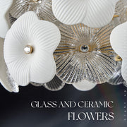 Luxury Floral Glass Pendant Light – Gold Finish Hanging Ceiling Lamp