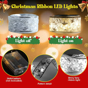 Christmas Ribbon LED Fairy Lights – Decorative Mesh Ribbon for Christmas Tree, Gifts & Home Décor