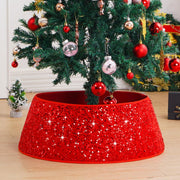 Coral Tree 31.5-Inch Red Glitter Christmas Tree Collar – Premium Sequined Tree Base Cover with 23.6-Inch Top Opening, 10.2-Inch Height – Durable Holiday Décor Stand Cover for Artificial & Real Christmas Tree
