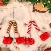 Elf Legs Christmas Picks – Set of 3 Mini Stuffed Legs for Tree Decoration