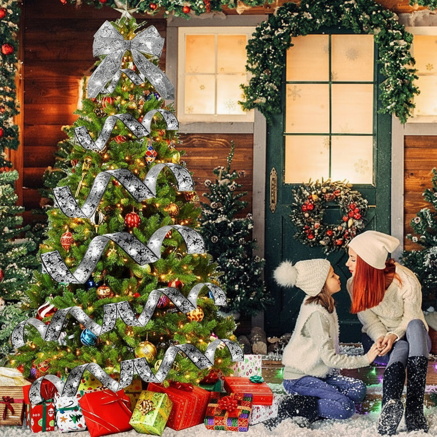 Christmas Ribbon LED Fairy Lights – Decorative Mesh Ribbon for Christmas Tree, Gifts & Home Décor