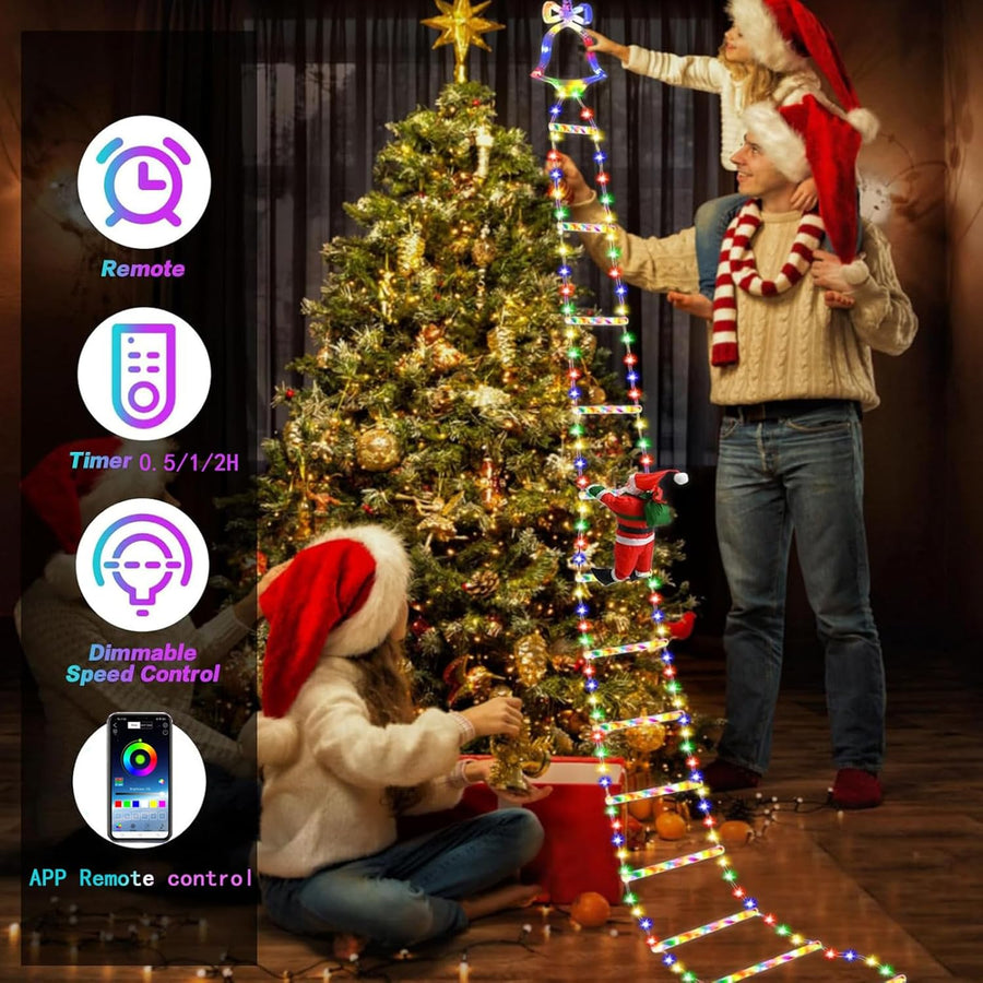 Santa Climbing LED Ladder Light – Festive Outdoor Christmas Decoration
