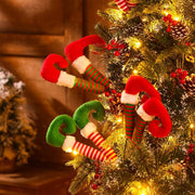 Elf Legs Christmas Picks – Set of 3 Mini Stuffed Legs for Tree Decoration