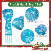 Snowflick LED hat & Scarf, Christmas Light Up
