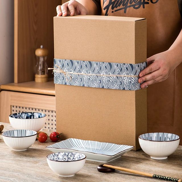 Blue White Porcelian bowl set Japanese Tableware Giftbox (set of 6)