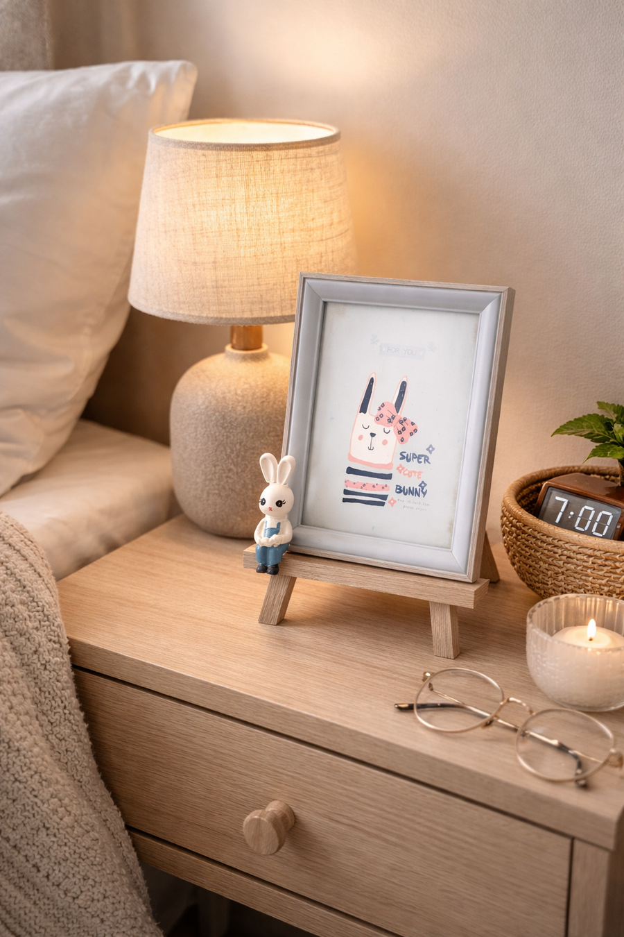 6 inch wooden Photo Frame with Cute Rabbit