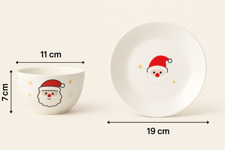 Santa Joy Christmas Bowl & Plate Set (6-Piece)