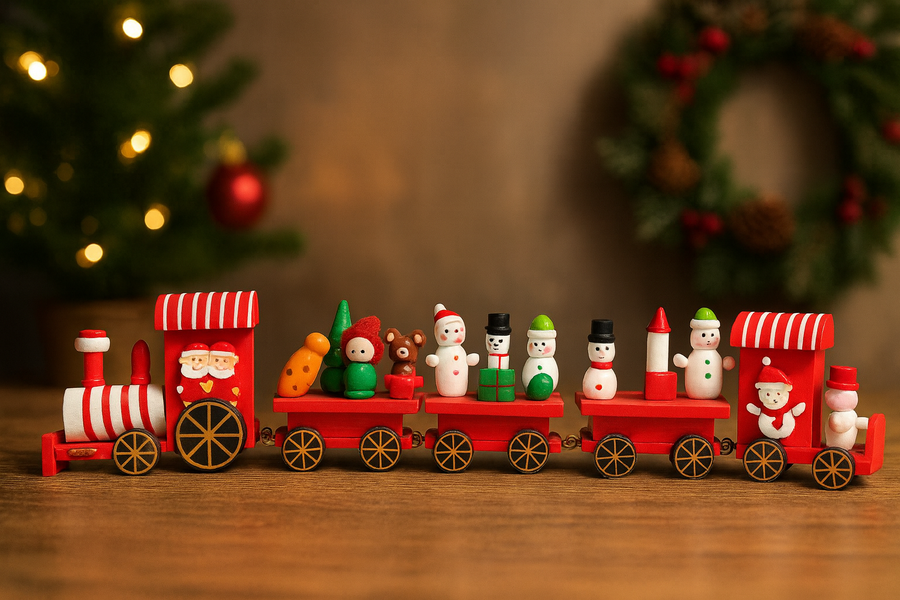 Wooden Christmas Toy Train – 38 cm