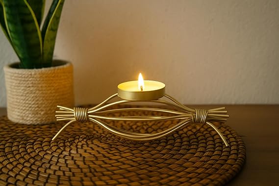 Coral Tree Handcrafted Golden Metal Tea Light Candle Holder Stand Elegant Decorative Tea Light Holder for Home and Office Decoration