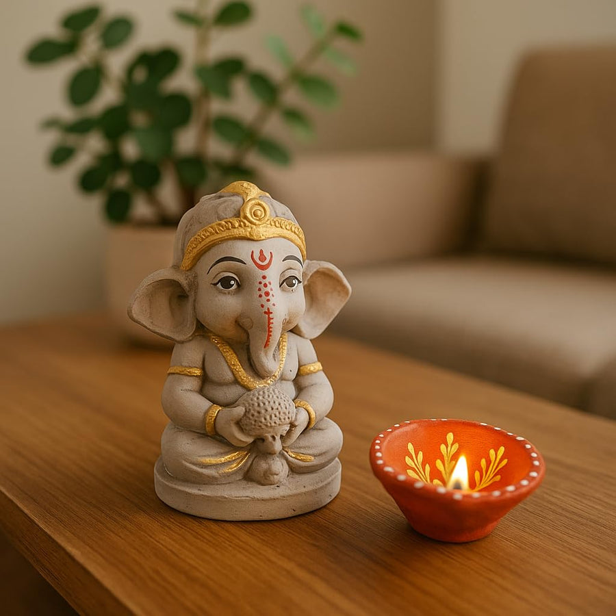 4 Inch Eco-Friendly Ball Ganesh Ji Idol