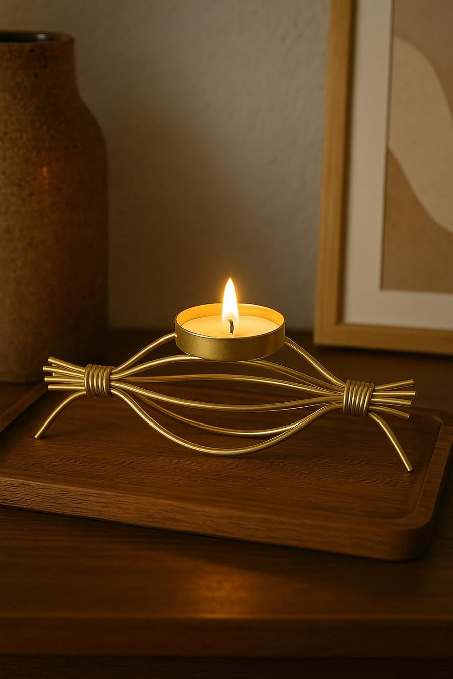Coral Tree Handcrafted Golden Metal Tea Light Candle Holder Stand Elegant Decorative Tea Light Holder for Home and Office Decoration