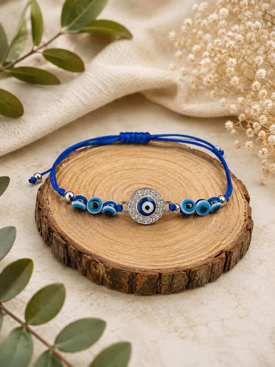 Evil eye beads and diamond Rakhi band