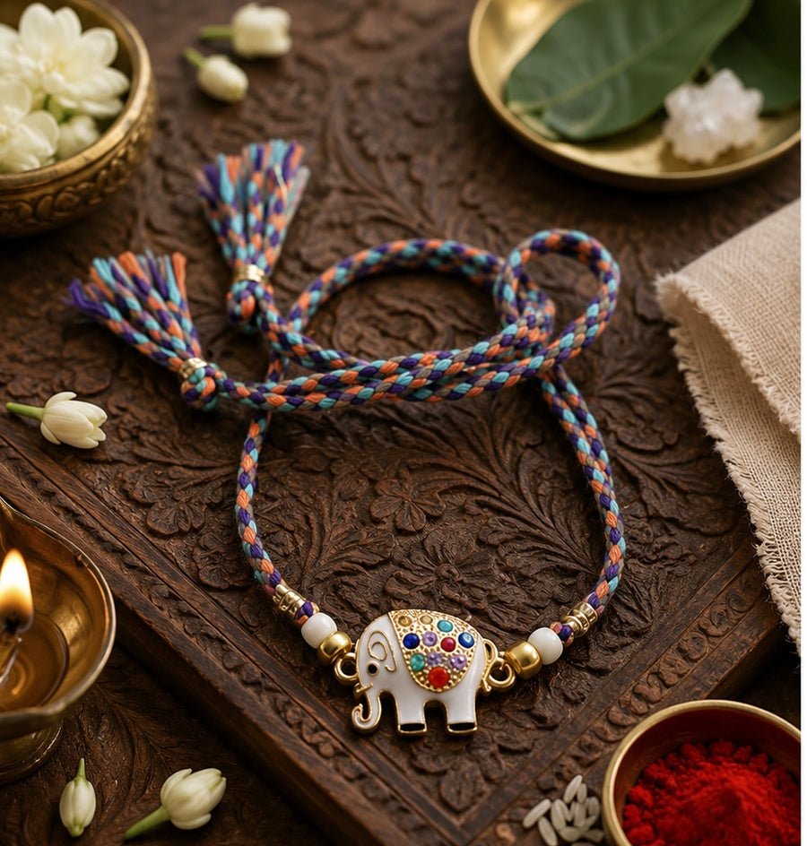 Designer elephant charm Rakhi
