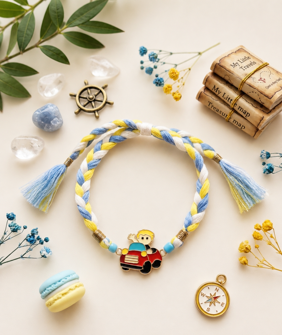 Cute Car Charm Handmade Rakhi for Kids