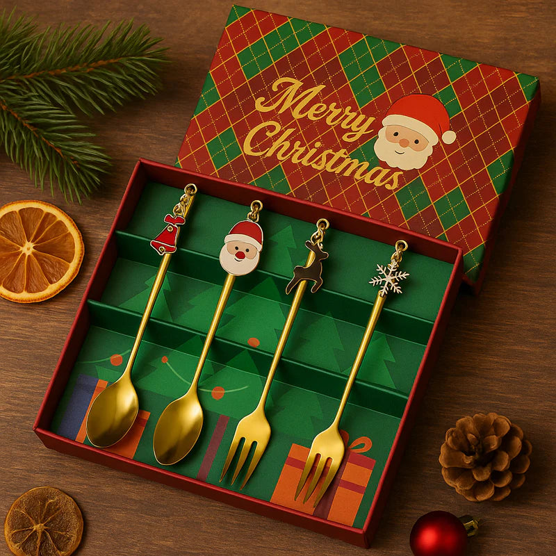 4 pc spoon with Christmas Charms Theme set