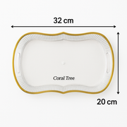 Coral Tree Transparent Acrylic Tray with Golden Rim & Handles