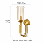 Antique Brass Wall Light with Clear Glass Shade | Premium E14 Wall Sconce for Living Room, Bedroom & Dining Area