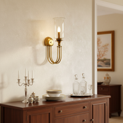 Antique Brass Wall Light with Clear Glass Shade | Premium E14 Wall Sconce for Living Room, Bedroom & Dining Area