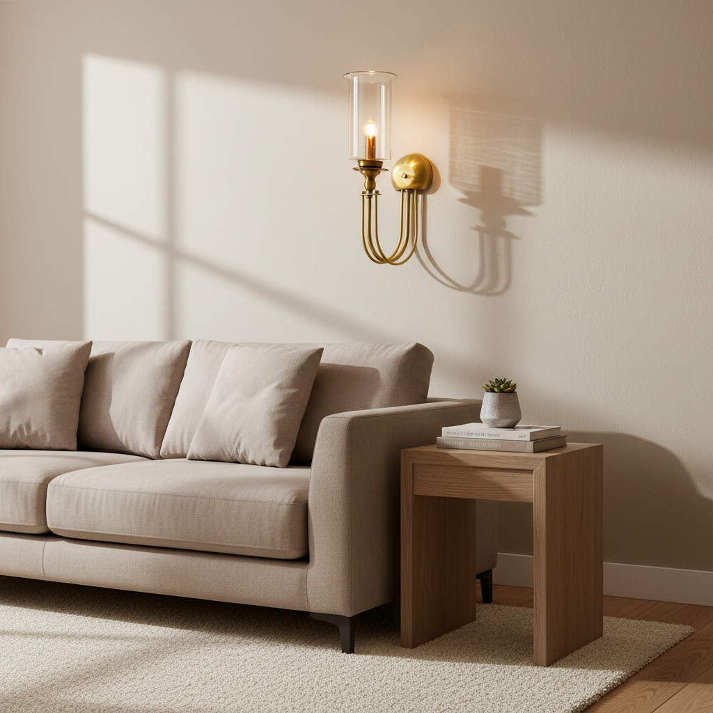 Antique Brass Wall Light with Clear Glass Shade | Premium E14 Wall Sconce for Living Room, Bedroom & Dining Area