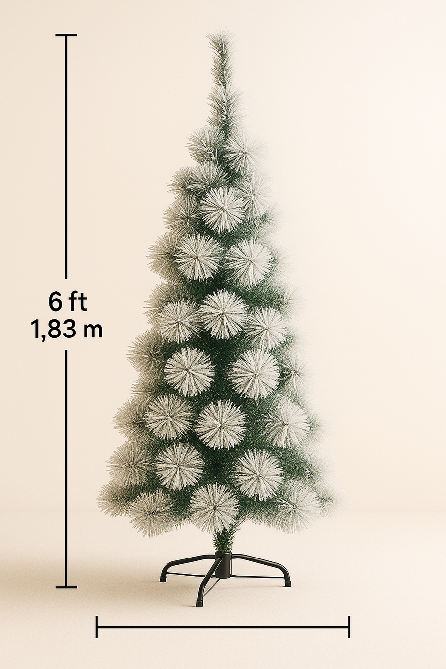 CORAL TREE 6 Ft Snow Flocked Christmas Tree | Dense Pine Branches | Heavy Snow Finish | Metal Stand