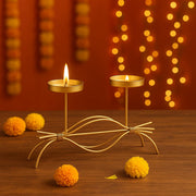 Coral Tree Handcrafted Golden 2 -Metal Tea Light Candle Holder Stand Elegant Decorative