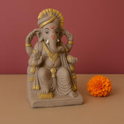 9 Inch Eco-Friendly Lalbaugcha Raja Ganesh Idol | Clay Ganpati Murti