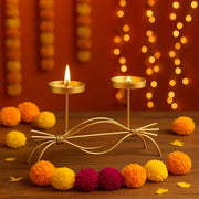 Coral Tree Handcrafted Golden 2 -Metal Tea Light Candle Holder Stand Elegant Decorative