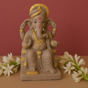 9 Inch Eco-Friendly Lalbaugcha Raja Ganesh Idol | Clay Ganpati Murti