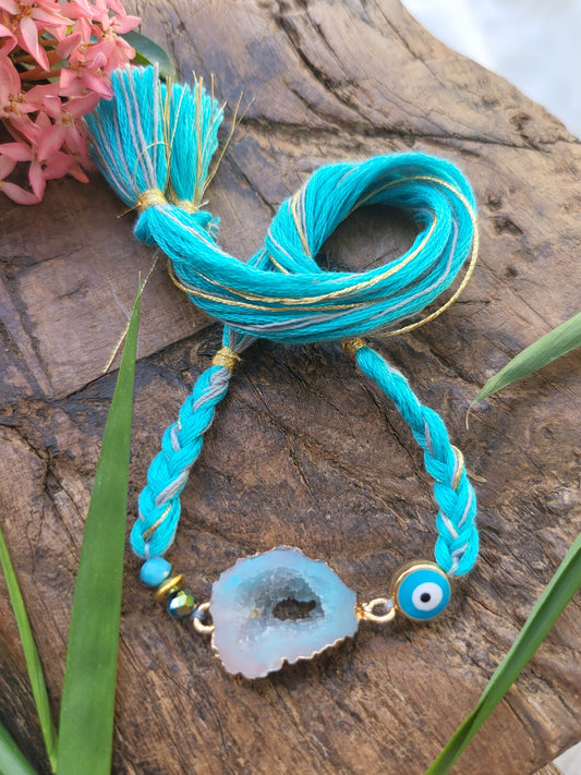 BLue agate evil eye rakhi