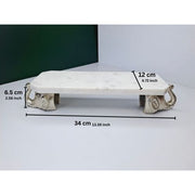 Marble Chowki with Aluminum cast legs for Pooja  Style 2