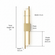 Modern Luxury LED Wall Light for Living Room, Bedroom, Hallway – Vertical Gold Metal Design
