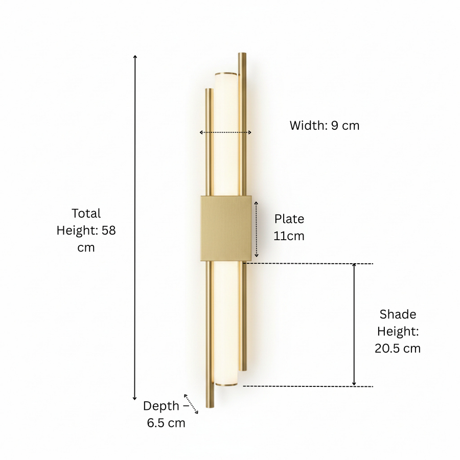 Modern Luxury LED Wall Light for Living Room, Bedroom, Hallway – Vertical Gold Metal Design