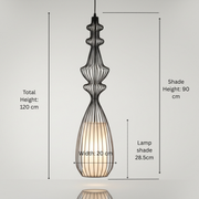Metal modern black cage Pendant Light with Frosted Diffuser | Sculptural Hanging Lamp