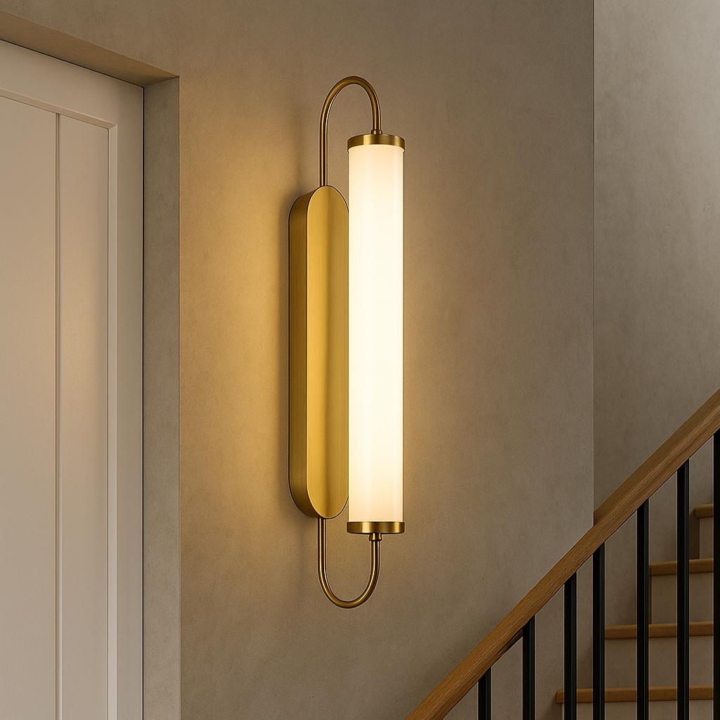 Modern Vertical Brass Wall Sconce Light