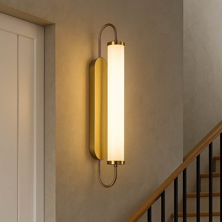 Modern Vertical Brass Wall Sconce Light