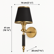 Luxury Brass & Black Wall Sconce Light with Fabric Shade – Elegant Decorative Wall Lamp for Living Room, Bedroom & Hallway
