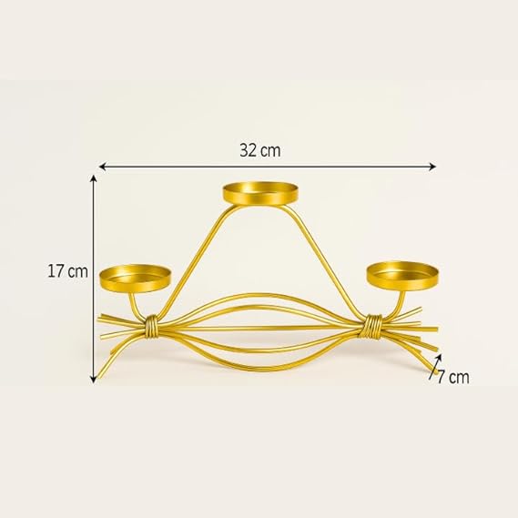 Handcrafted Golden 3 - Metal Tea Light Candle Holder Stand Elegant Decorative Tea Light Holder