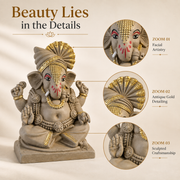 Eco-Friendly Lord Ganesha Idol with Royal Turban & Gold Accents 5 inch – Traditional Ganpati Decorative Statue