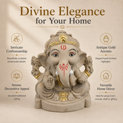 Eco-Friendly Lord Ganesha Idol with Modak 4 inch – Compact Traditional Ganpati Statue with Gold Accents