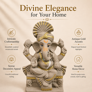 Eco-Friendly Lord Ganesha Idol with Traditional Turban 10 inch – Decorative Ganpati Statue with Gold Accents