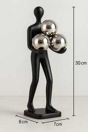 Modern Resin Table Decor Figurine with Golden Spheres – Minimalist Home Accent